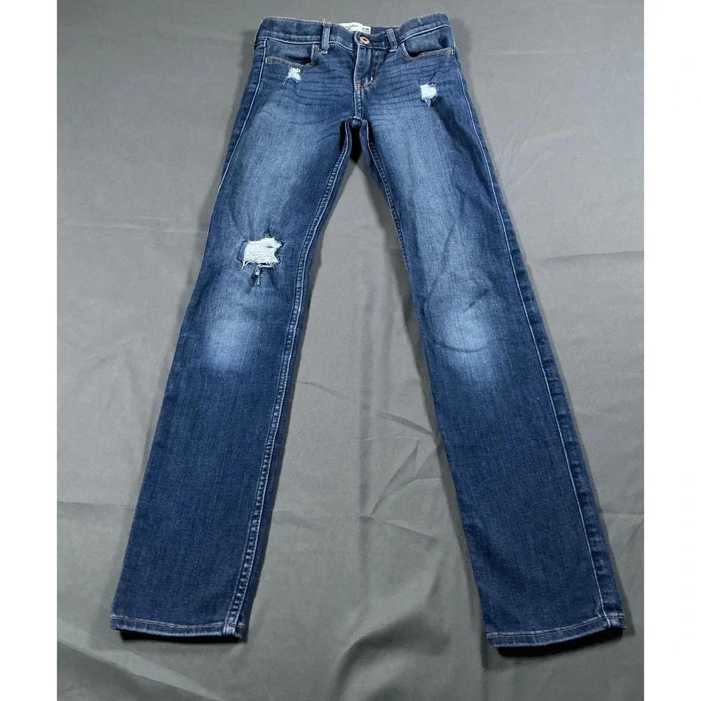 Abercrombie Kids Slim Fit Distressed Blue Jeans‎ Size 11/12 Adjustable Waist